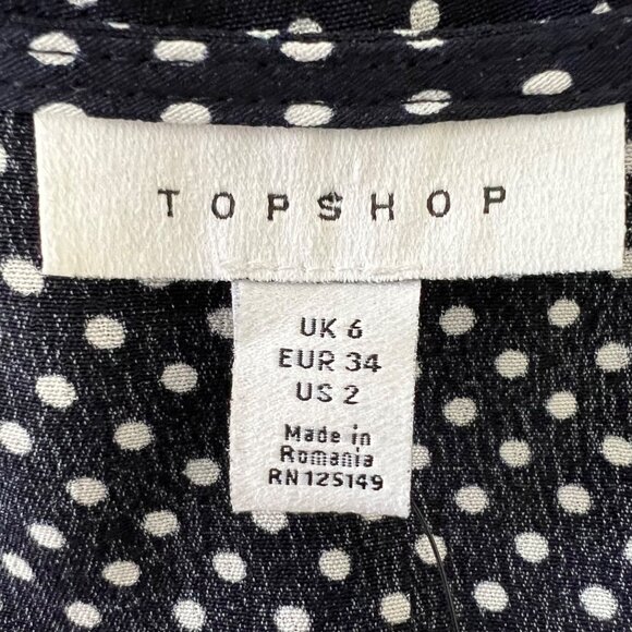 Topshop Womens Blue Polka Dot Long Sleeve Mini Dress Tortoise Ring size 2 - Picture 9 of 13